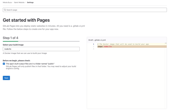 Choose Docker image