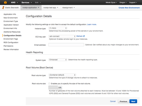 Node.js Configuration Details